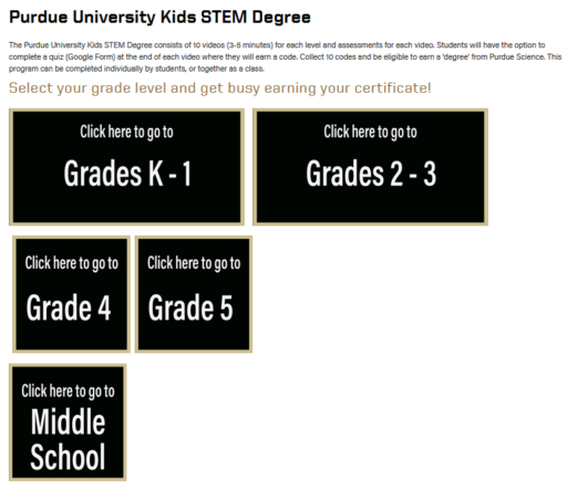 Purdue University Kids STEM Degree