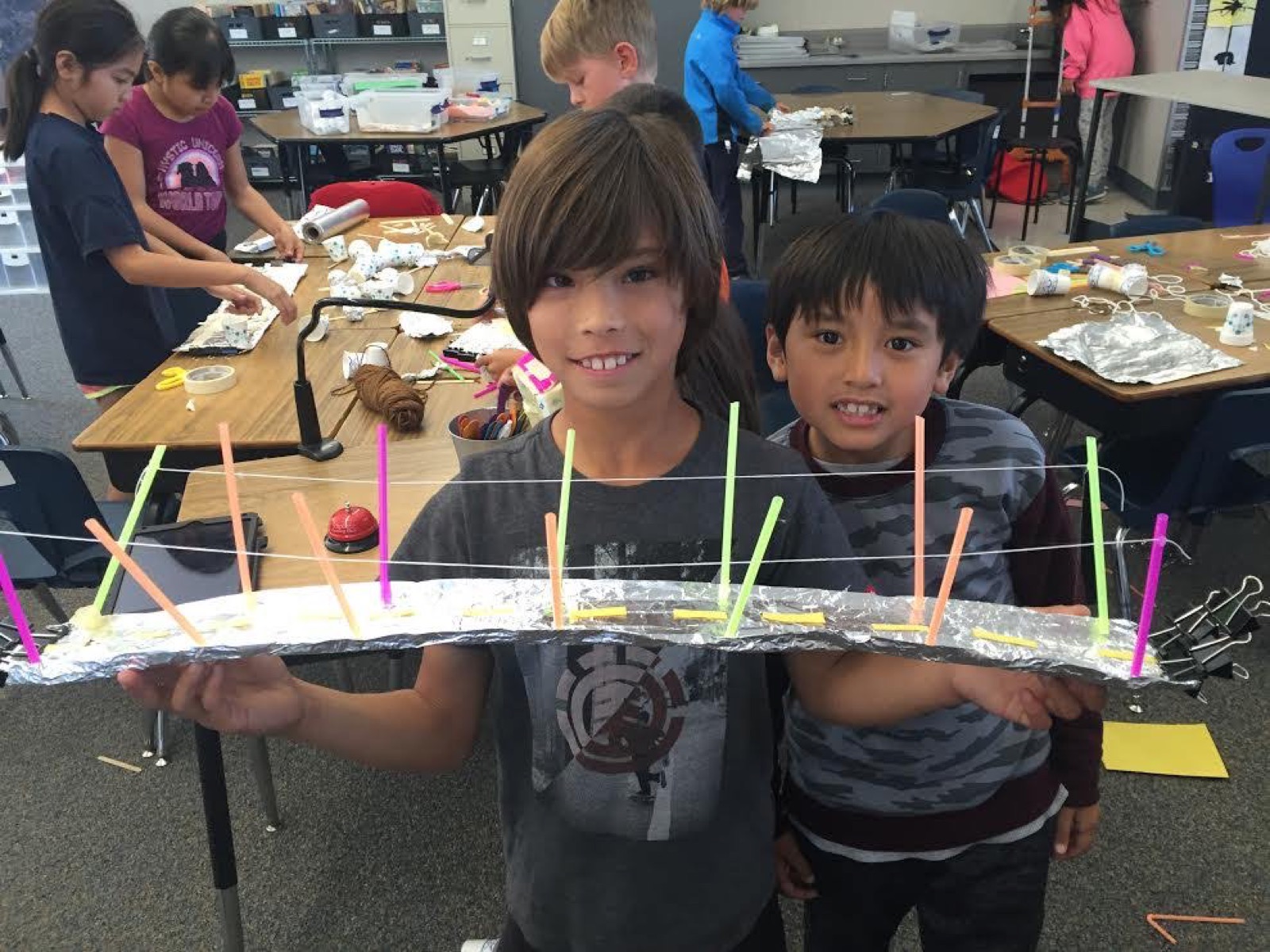 Students building together