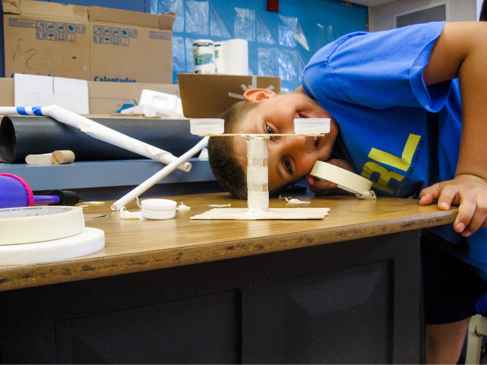 A child working on a challenge