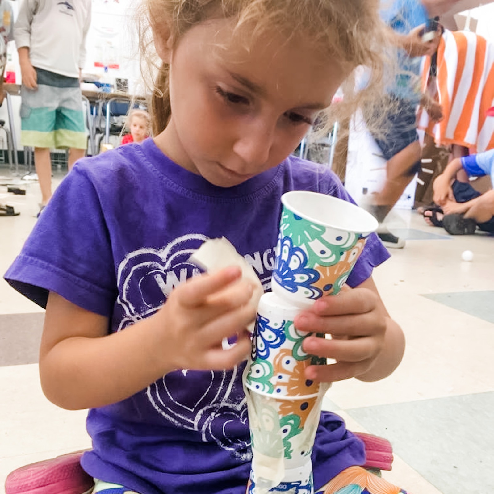 Students with their engineering challenge