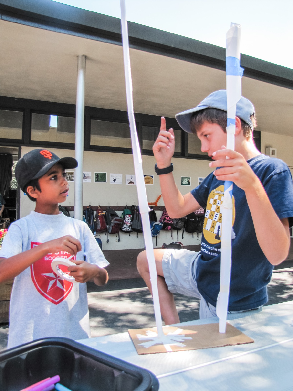 Students working through a challenge